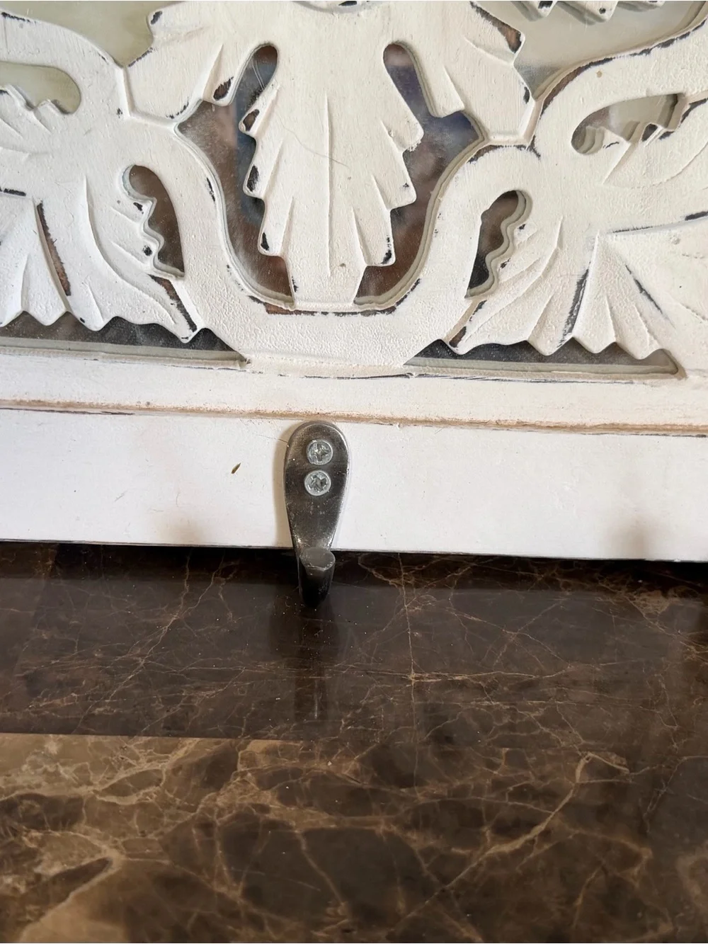 White Carved Wood Wall Hook Panel - Decorative Home Wall Decor